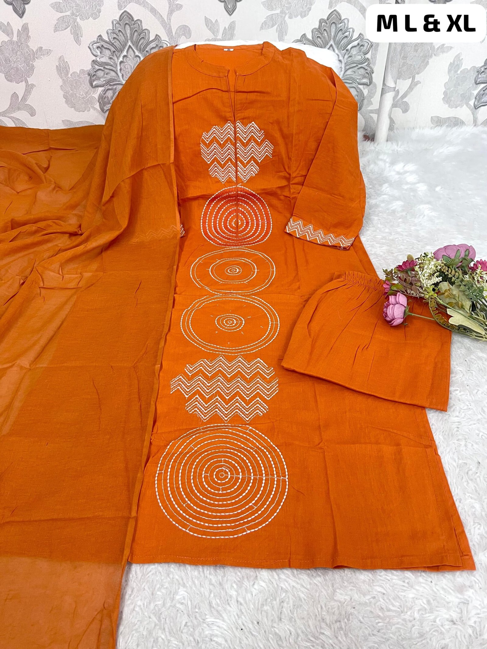 stitched Cotton 60 60 Kurti With Pant With Duppata - Image 2