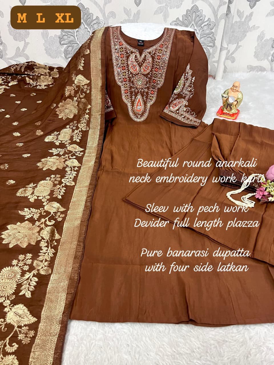 stitched Add grace and elegance to your festive wardrobe with this stunning round Anarkali suit set - Image 2