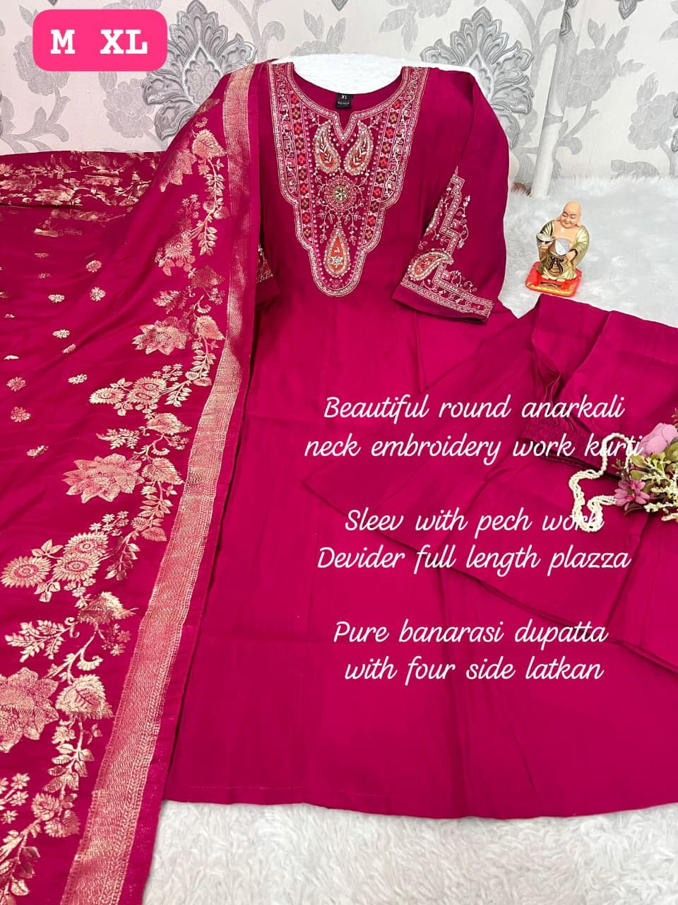 stitched Add grace and elegance to your festive wardrobe with this stunning round Anarkali suit set - Image 3