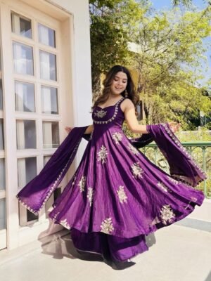 stitched Presenting New Ready-made Collection With Fendy Silk And Heavy Embroidery Sequence Work gown-sharara And Dupatta Set Fully Stitched Ready To Wear Collection