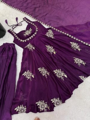 Alternative view of stitched Presenting New Ready-made Collection With Fendy  Silk And Heavy Embroidery Sequence Work gown-sharara And Dupatta Set Fully Stitched Ready To Wear Collection