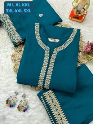 Alternative view of stitched *HAND WORK  KURTI WITH  DUPATTA PENTS SET WITH WORK ON SLEEVS*