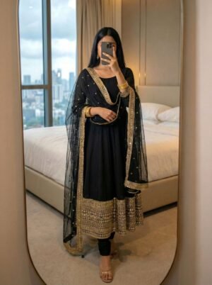 stitched Gown, Bottom & Dupatta