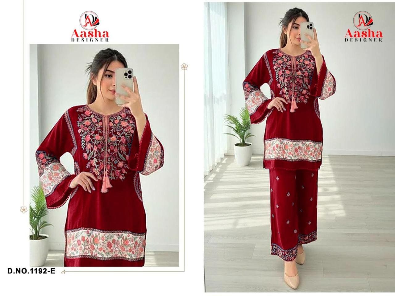 unstitched AASHA DESIGNER Design No -:1192 Colour Top pure reyon with heavy self Embrodery work with Redymade GPO lace - Image 7