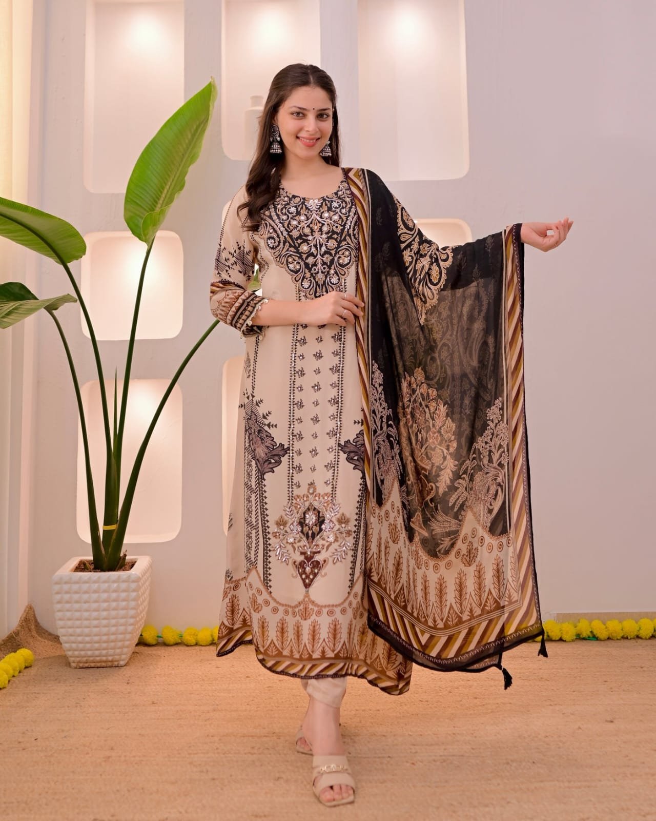 stitched Step into elegance with our latest Pakistani-style collection! This stunning 3-piece set is the perfect blend of tradition and trend. - Image 3
