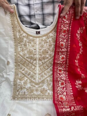 Alternative view of stitched Jashn-E-Bahaaraa Anarkali Flared Kurti Pant Dupatta Set   Code - Jasn-E-Bahara