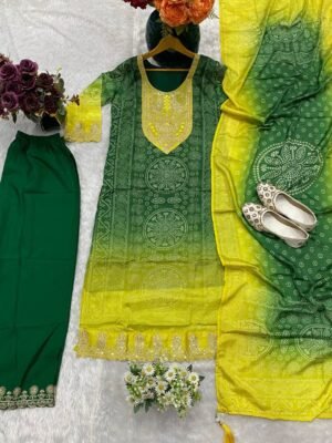 Alternative view of stitched (DC-115) New collour lonce  Dharmanandan collection is Launching New Festival  kurti pair