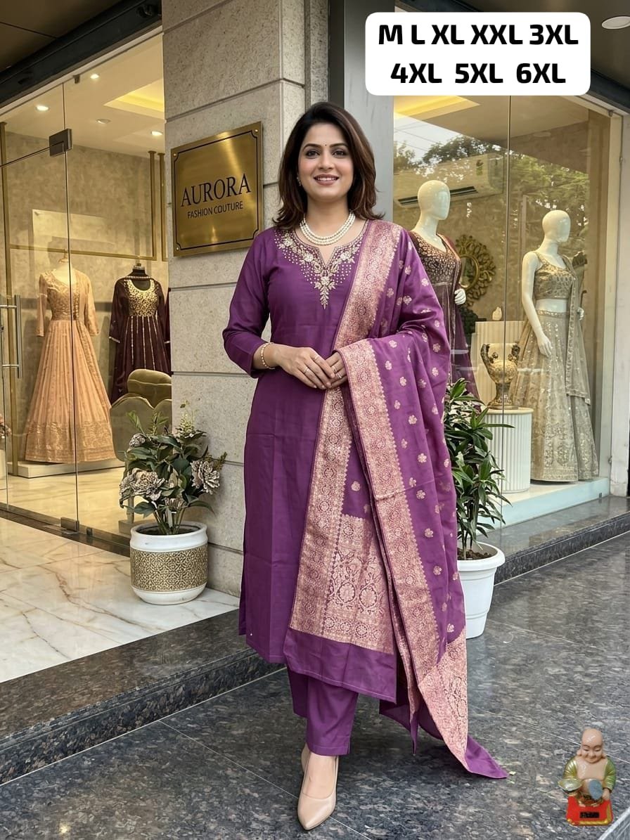 stitched Launching New Designers Kurti Pent Dupatta Set