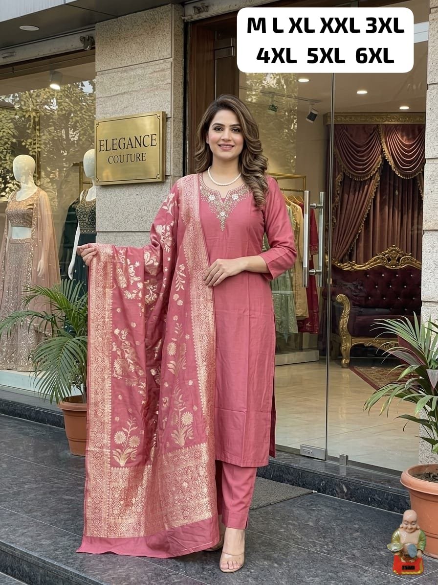 stitched Launching New Designers Kurti Pent Dupatta Set - Image 2