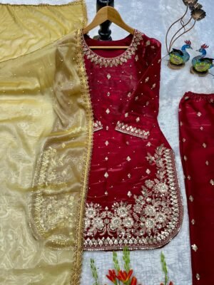 Alternative view of stitched AK:-315 NEW ĐĚSIGNER PARTY WEAR TOP AND PLAZZO. WITH FANCY DUPPATA AND EMBROIDERY WORK
