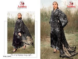 semi stitched AASHA DESIGNER  Design No -: 1146 Black