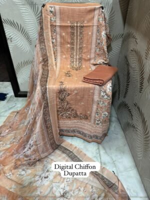 Alternative view of semi stitched  Pure Cotton Digital Print with Exclusive Heavy Panel Embroidery work