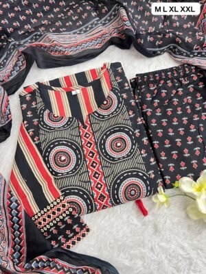 Alternative view of stitched Get ready for this wedding season with our most comfortable and beautiful Cotton  Procin Printed  suit Set