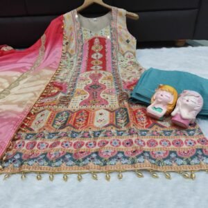 Alternative view of stitched Rainbow Hued Heavy Wedding Kurta Set Designer Sharara Set – Elegant Ethnic Wear  Crafted in Classy Tones with Premium Fabric & Detailing