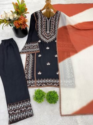 Alternative view of stitched Presenting New Collection in Heavy Georgette With Full Heavy Embroidery Sequence Work