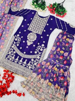 Alternative view of stitched NEW DESIGNER HEAVY PAKISHTANI SHARARA SUIT SET  CODE :-AK- 1640