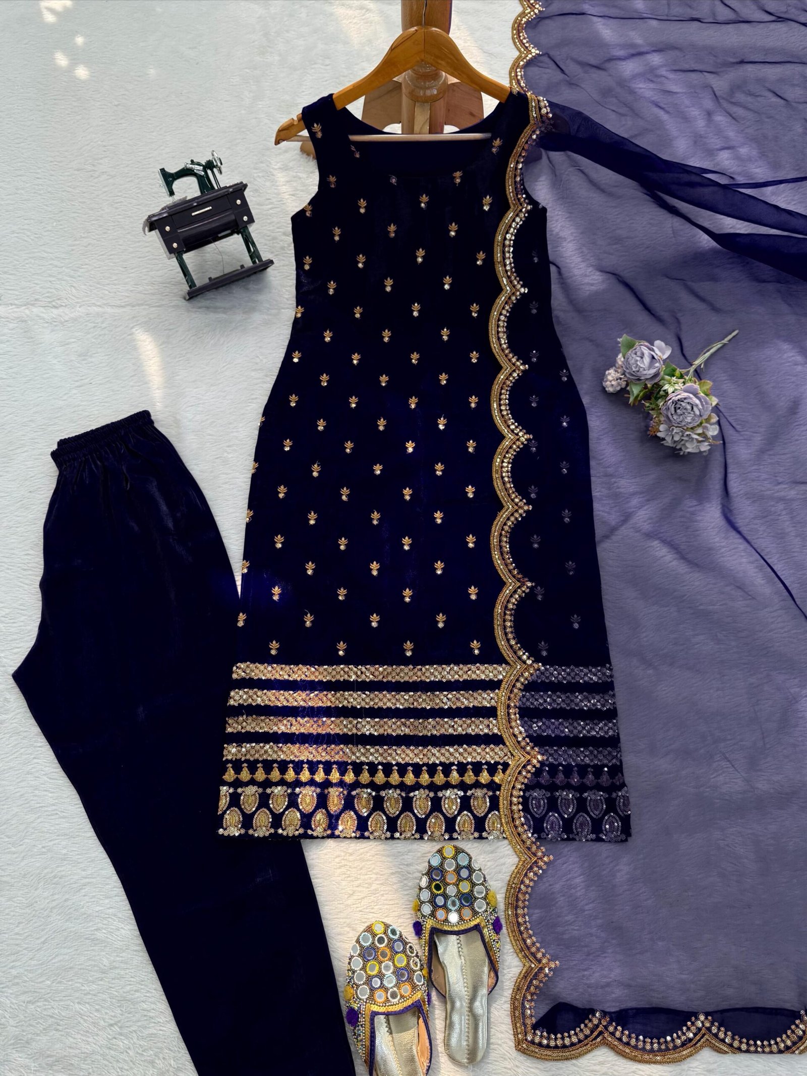 stitched Designer Top With Pent Set – Elegant Ethnic Wear Crafted in Classy Tones with Premium Fabric & Detailing Style Code:- AK1576 - Image 6