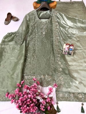 Alternative view of stitched AK 1372  ENHANCE THE BEAUTY OF YOUR WARDROBE WITH THIS NEWLY LAUNCHED KURTI-PLAZZO SET