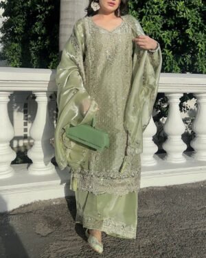 stitched AK 1372  ENHANCE THE BEAUTY OF YOUR WARDROBE WITH THIS NEWLY LAUNCHED KURTI-PLAZZO SET