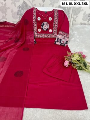 stitched Launching New Designers Kurti With Pant With Dupatta Set