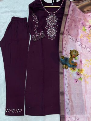 Alternative view of stitched  Multi Sequence Embroidery Thread With Hand Work