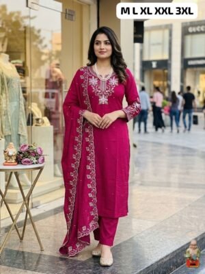 stitched  Exquisite heavy embroidery on the neckline, sleeves, and back side.