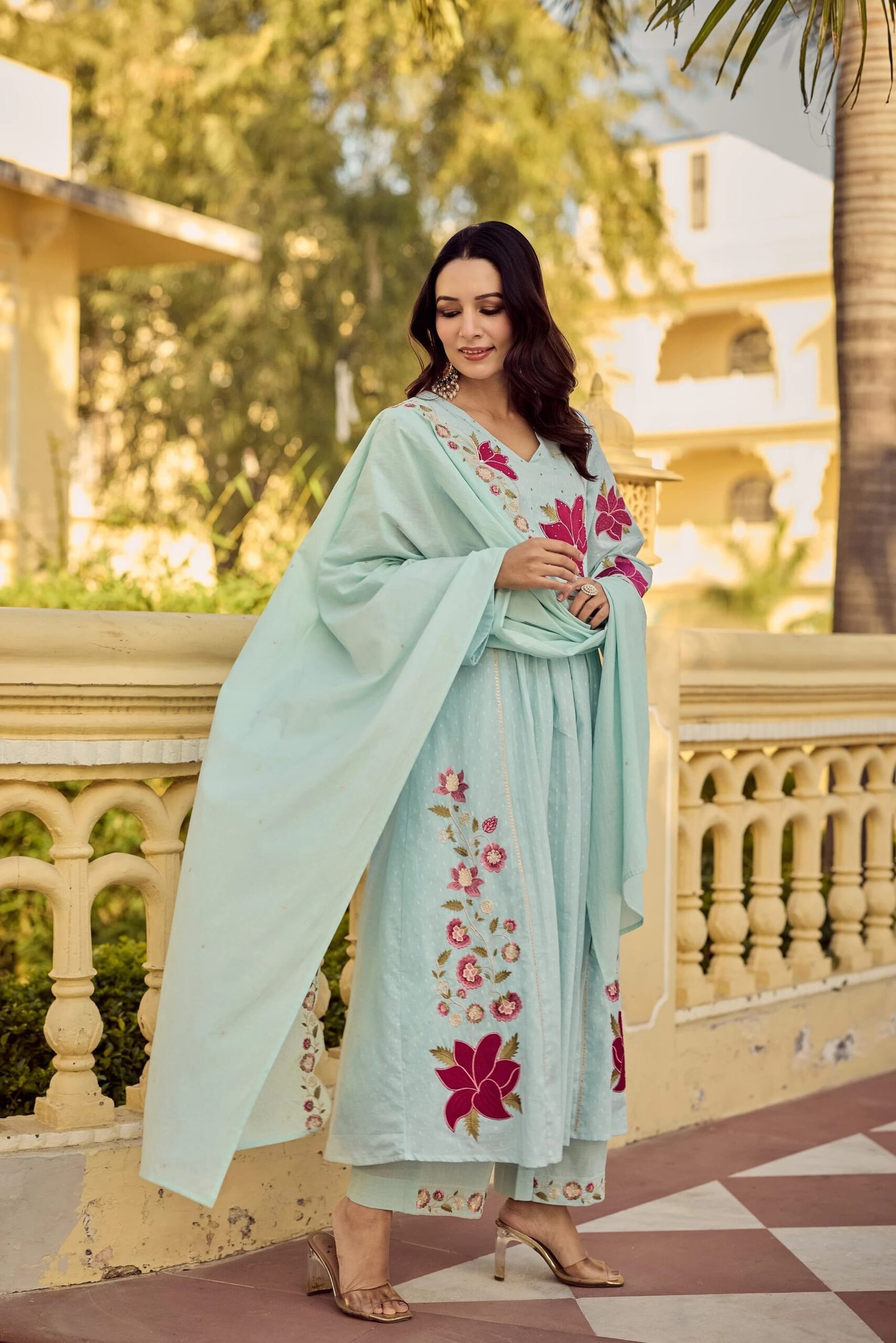 stitched SHIVAM COLLECTION PRESENT WOMEN'S HEAVY COTTON BUTTI KURTA SETS RUHIKA - Image 3