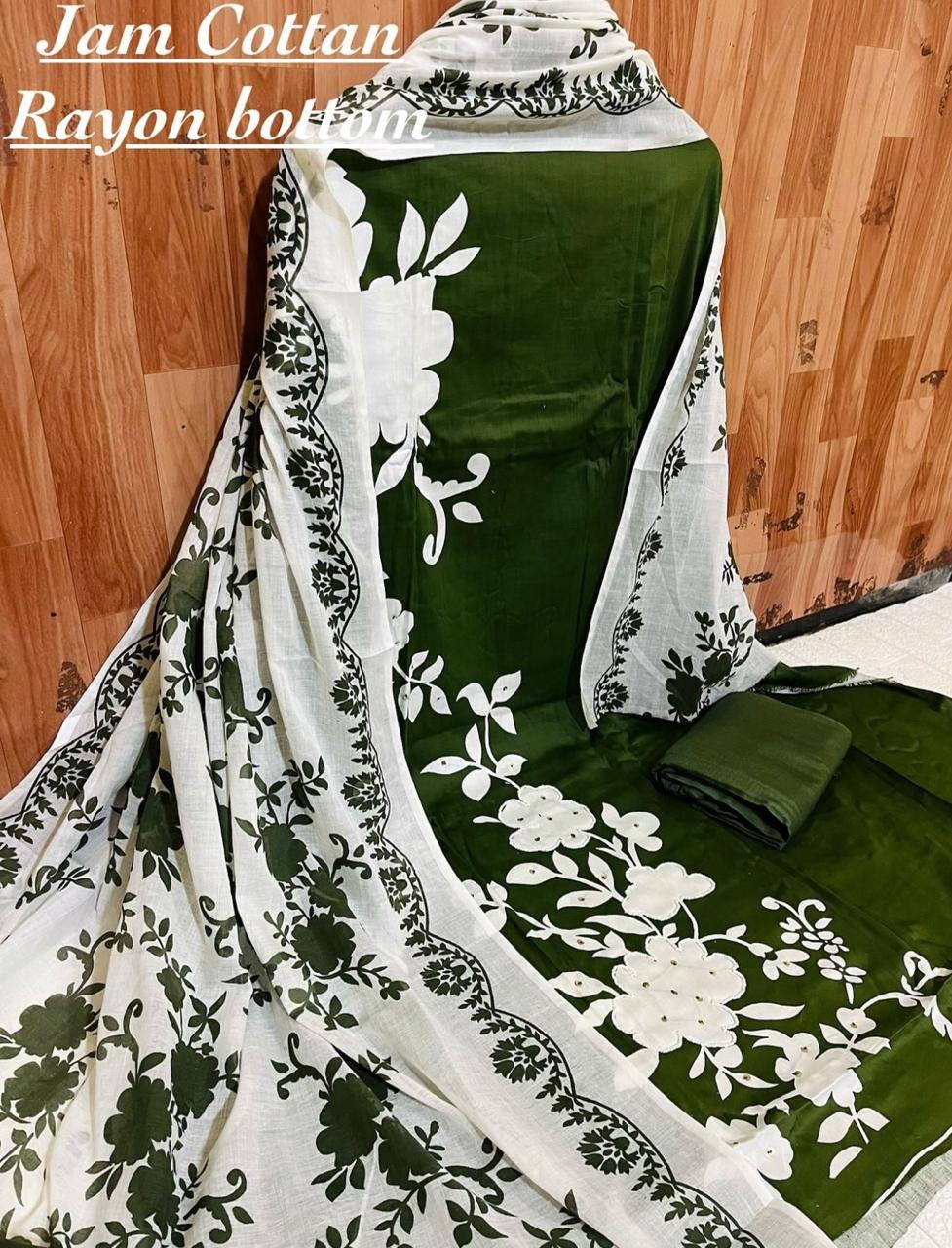 semi stitched pure jam cotton with beautiful karachi print with work /lace border - Image 10