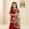 stitched kids Trending Launching New Đěsigner Party Wear Look Heavy Fendi Silk Top Sharara & Dupatta Set