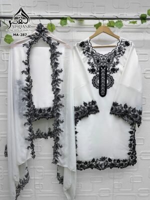 Alternative view of stitched HEAVY STAR GEORGETTE WITH EMBROIDERY CUT WORK AND FULL HANDWORK KHATLIWORK