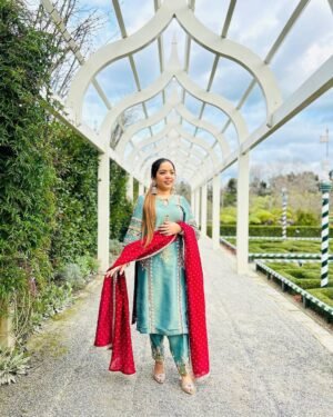 stitched NEW DESIGNER WEAR HEAVY CHINE SEQUENCE WITH HEAVY HAND WORK PAKISTANI SUIT SET