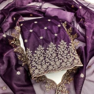 Alternative view of semi stitched Exclusive Dress Material Suit TWILL NET with heavy Jari with sequence