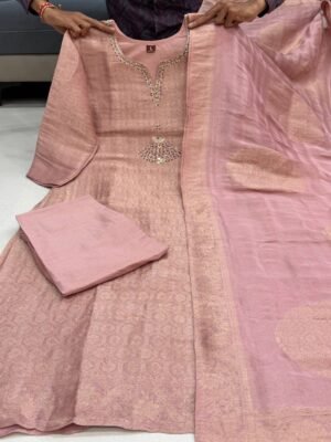 Alternative view of stitched SUMMER SPECIAL PURE KANJIVARAM GLASS TISSUE SPECIAL SUIT SET