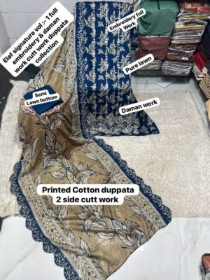 semi stitched ELAF SIGNATURE CATALOGUE TOP EMBROIDERY FULLY WORK+ DAMAN WORRK DESIGN DUPPTA  cutwork Work Collection 2026