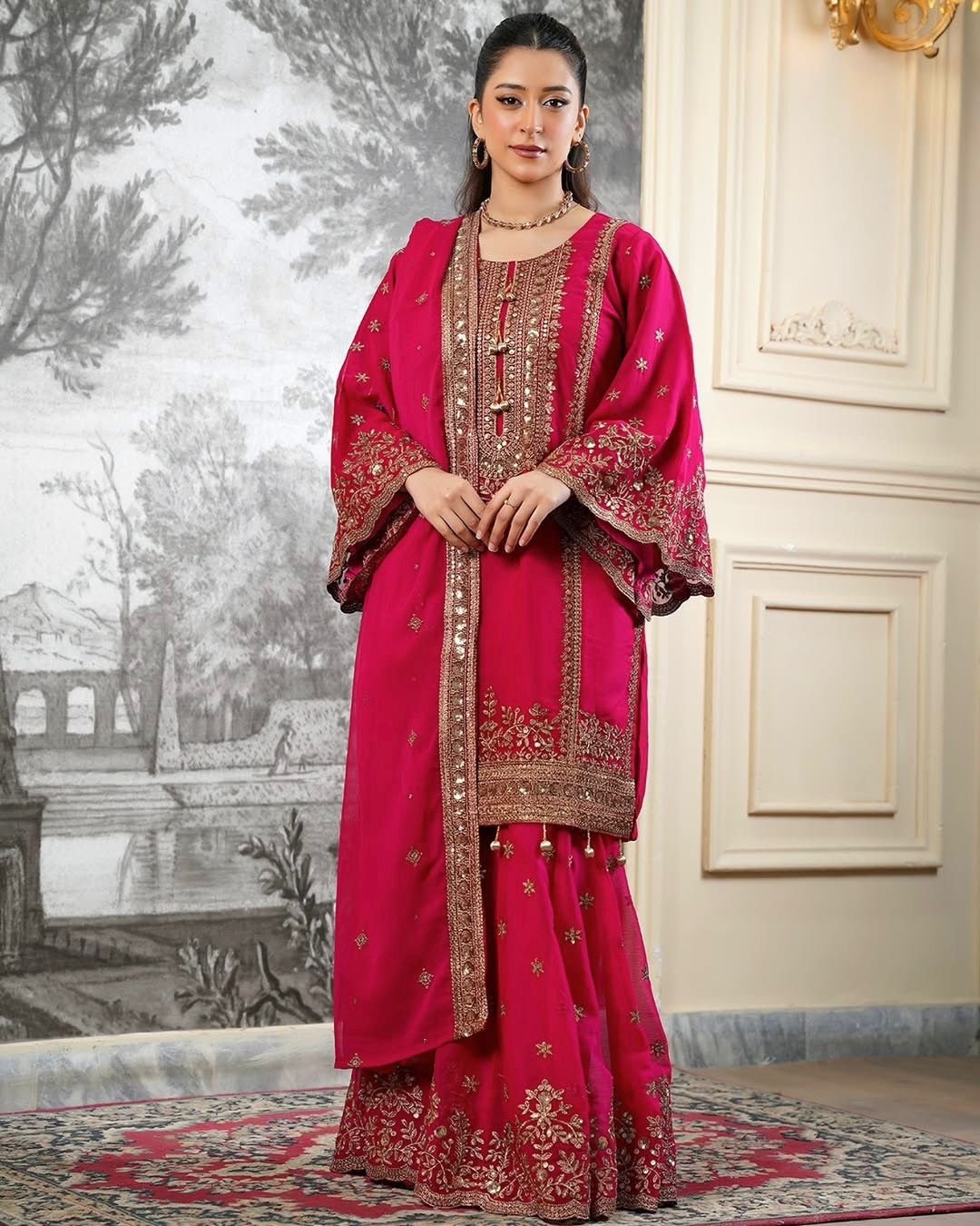 stitched Presenting New Ready-made Collection With Fendy Silk And Heavy Embroidery Sequence Work Top-Bottom And Dupatta Set Fully Stitched Ready To Wear Collection - Image 3
