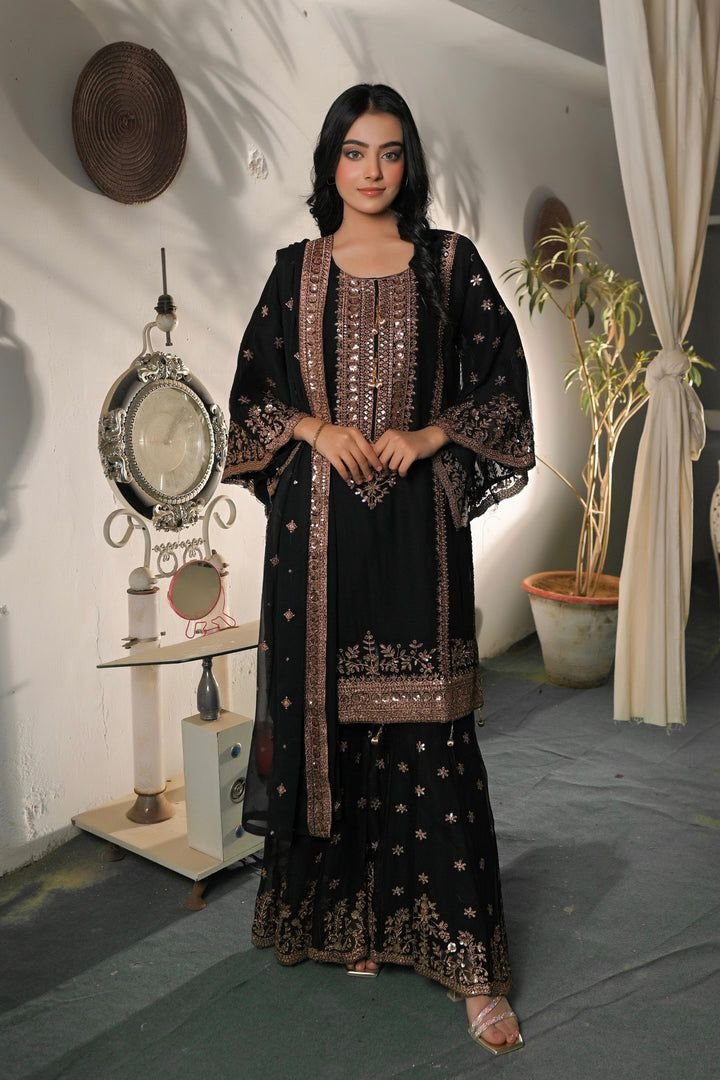 stitched Presenting New Ready-made Collection With Fendy Silk And Heavy Embroidery Sequence Work Top-Bottom And Dupatta Set Fully Stitched Ready To Wear Collection - Image 5