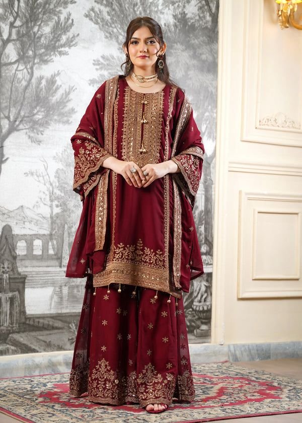 stitched Presenting New Ready-made Collection With Fendy Silk And Heavy Embroidery Sequence Work Top-Bottom And Dupatta Set Fully Stitched Ready To Wear Collection - Image 7