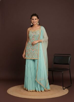 DIS No: 1002  Semi-Stitched Designer Suit (Material)
