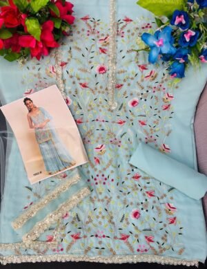 Alternative view of DIS No: 1002  Semi-Stitched Designer Suit (Material)