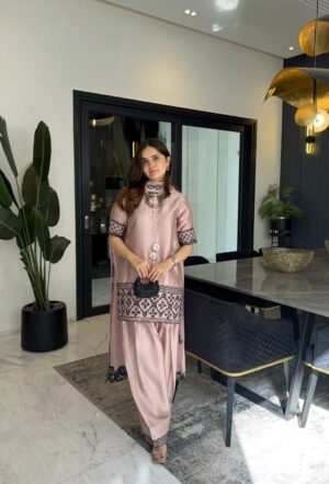 stitched Launching New Đěsigner Party Wear Look top with farshi salwar suit