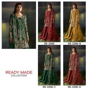 shree fabs lounching cristyel raga siffon laser work desin   SR-2206