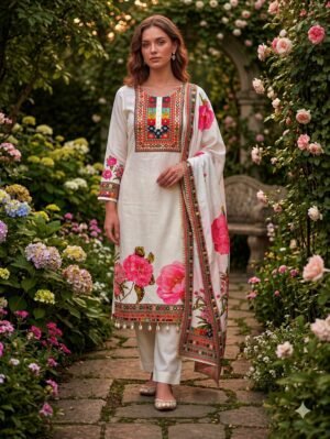 stitched  UPCOMING NEW READY TO WEAR COLLECTION 3 PIECE FANCY PRINTED KURTI WITH BEAUTIFUL PANT AND HEAVY DUPATTA