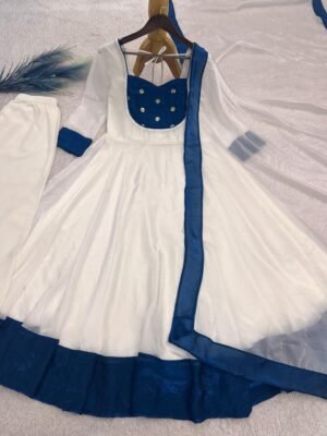 Alternative view of stitched PRESERNTING NEW READY TO WEAR SPACIAL FANCY DESIGN EMBROIDERY AND SEQUENCE WORK ANARKALI GOWN-BOTTOM   WITH  DUPATTA