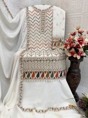 Alternative view of semi stitched Upgrade your collection with this elegant semi-stitched ethnic set, crafted for a premium and graceful look.