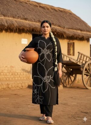 stitched PRESENTING EXCLUSIVE COLLECTION IN NEW PATTERN   Featuring Beautiful Suit Sets in Soft Tesla Slub Top With Pant, it is beautifully decorated with Thread work desgins