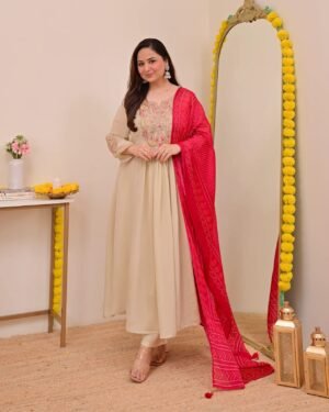stitched SHIVAM COLLECTION PRESENT.....  WOMEN'S PURE VICHITRA SILK GOWN SETS  CHANDA