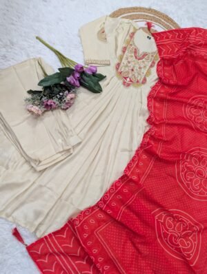 Alternative view of stitched SHIVAM COLLECTION PRESENT.....  WOMEN'S PURE VICHITRA SILK GOWN SETS  CHANDA