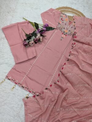 Alternative view of stitched  WOMEN'S PURE VISCOSE CHANDERI SILK KURTA SETS   MADHURI