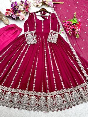 Alternative view of stitched Launching New Fox Georgette *(Gwon&Pent&dupatta) Reddy To Wear Look Design AK~8008