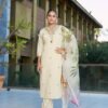 stitched New Designers Kurti Pent Dupatta Set    Roman Silk with Beautiful Embroidery With Sequence Work